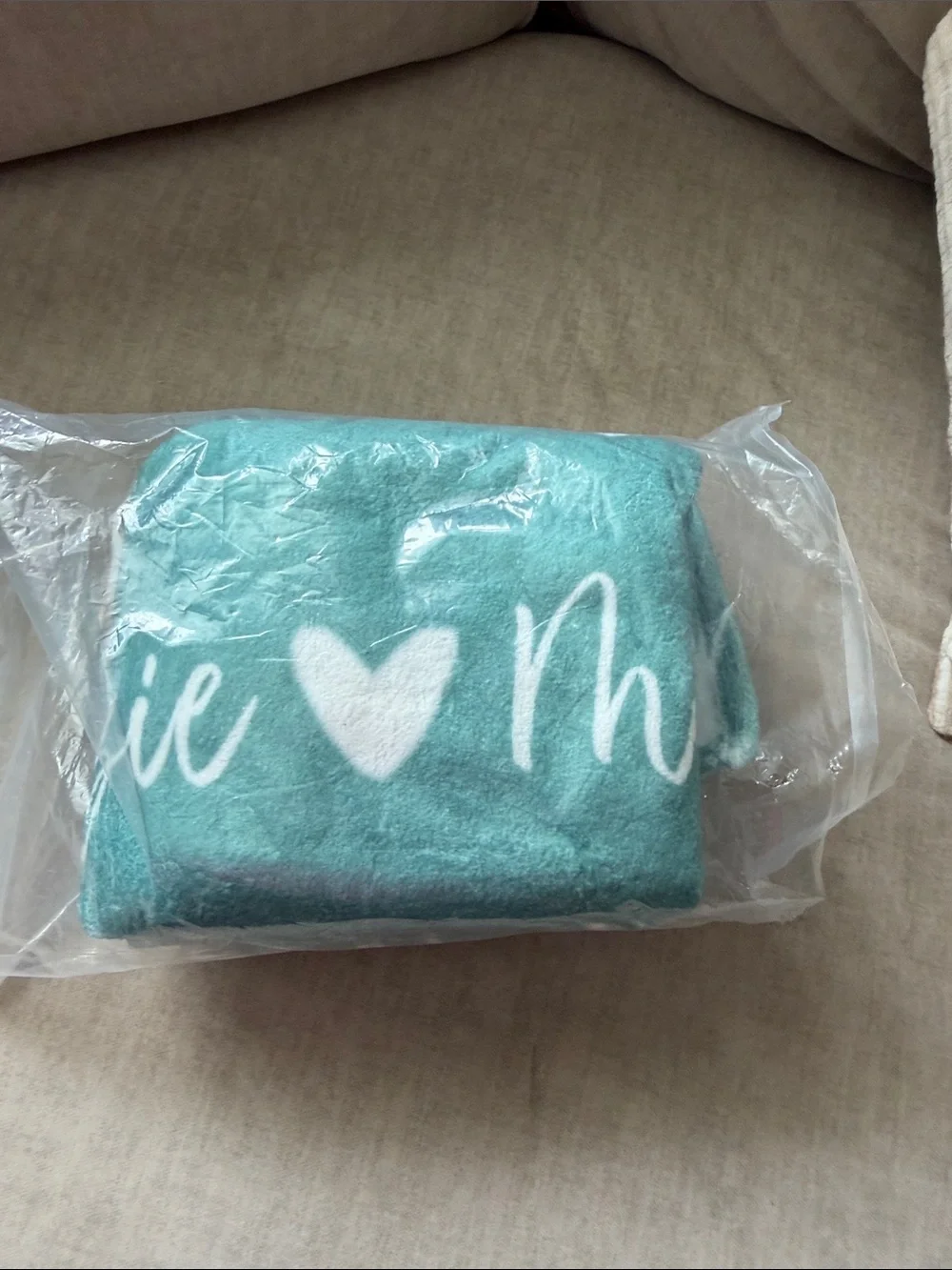 MacKenzie Personalized Teal Plush Throw Blanket NWOT